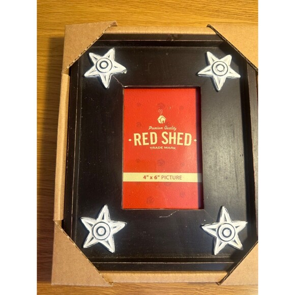 red shed country themed photo frame black star western 4x6 - Picture 1 of 3
